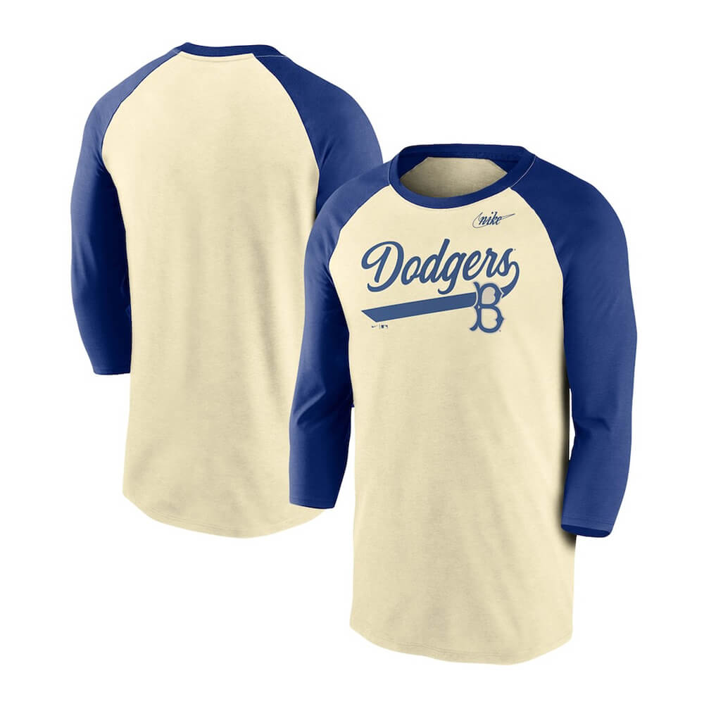 Cooperstown Tri-Blend 3/4-Sleeve T-Shirt - Dodgers